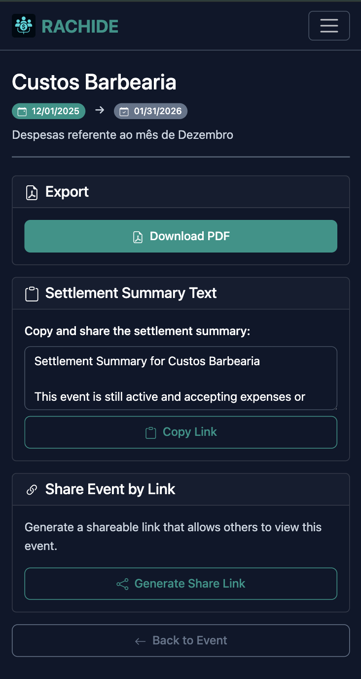Share event screenshot