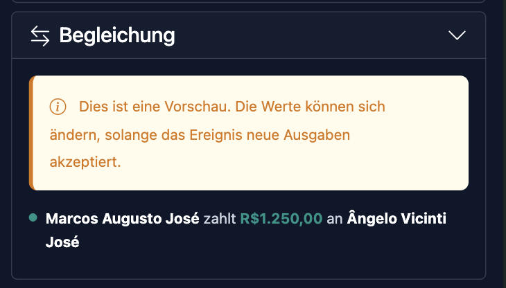 Begleichungsvorschläge Screenshot